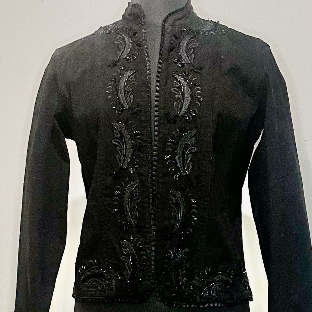 Chico's Black Embellished Jean Jacket